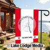 Garden flag with "Kootenay Lake Canada" text, compass, and "The Smith Family."