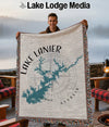 Throw blanket featuring a map of Lake Lanier, Georgia with a compass rose.