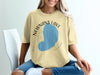 Yellow t-shirt with Newnans Lake, Florida graphic and compass rose.