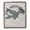 Woven blanket with Lake Arrowhead map design and "California" text.