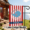 Garden flag with red and white stripes, Mono Lake map, and "The Smith Family" text.