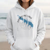 White hoodie with Grapevine Lake Texas map and compass design.