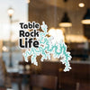 Table Rock Life text with a teal lake outline design sticker.