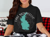 Black t-shirt with Lake Monticello outline and compass graphic.