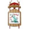 Red and wood sled ornament with "Merry Christmas from Lake Stanley" text.
