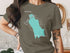 T-shirt with a map of Camano Island, Washington and a compass rose.