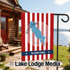 Gull Lake Michigan garden flag with red and white stripes, custom text.