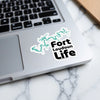 Sticker of Fort Loudoun Life with lake outline and small text.
