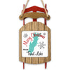 Sled ornament with turquoise Trout Lake map and "Merry Christmas From Trout Lake" text.