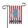 Garden flag with red and white stripes, Lake Tahoe outline, and "The Smith Family" text.