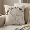 Lake Francis Case South Dakota map pillow with compass rose design.