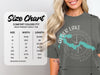 Comfort Colors 1717 heavyweight adult tee size chart with width and length measurements.