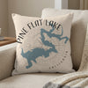 Pillow with Pine Flat Lake California map and compass design.