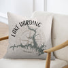 Pillow with Lake Harding Georgia map and compass design.