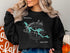 Black sweatshirt with map of Salamonie Lake, Indiana, and compass rose design.