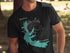 Black t-shirt with teal Arkabutla Lake Mississippi map and compass graphic.