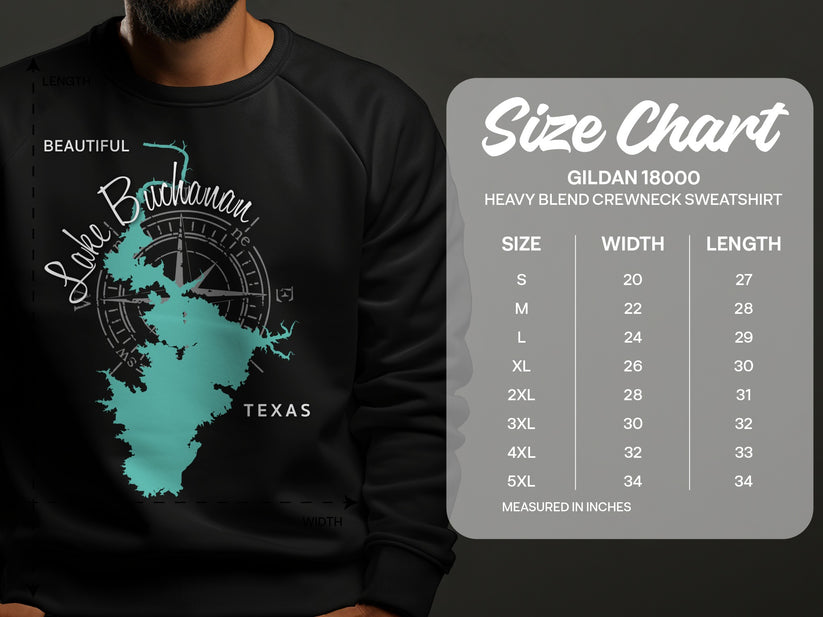Gildan 18000 heavy blend crewneck sweatshirt size chart.
