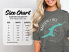 Comfort Colors 1717 heavyweight adult tee size chart with measurements and Mason Lake graphic.