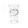 Clear glass pint glass with "Fort Peck Lake Montana" and compass rose map design.