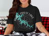 Black t-shirt with Percy Priest Lake map and compass design.