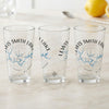Three clear glasses with "Lewis Smith Lake Alabama" text and a compass graphic.