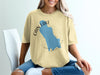 Yellow t-shirt with blue Cain Lake shape and compass graphic, saying "CAIN LAKE WASHINGTON".