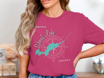 T-shirt with Shoal Lake and compass rose graphic, Ontario text.