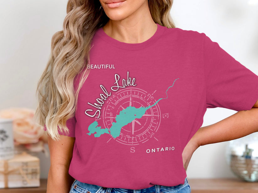 T-shirt with Shoal Lake and compass rose graphic, Ontario text.