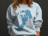Light blue sweatshirt with Eagle Lake California map and compass graphic.