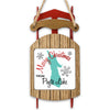 Sledge ornament with "Merry Christmas From Peyto Lake" and turquoise lake outline.