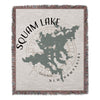 Throw blanket featuring a map of Squam Lake, New Hampshire and a compass rose.