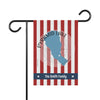 Red and white striped garden flag with Pyramid Lake, Nevada, and "The Smith Family."