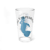 Clear glass pint glass with a blue Lake Tohopekaliga map and text.