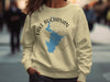 Crewneck sweatshirt with Lake Buchanan Texas map and compass graphic.