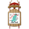 Wooden sled ornament with "Merry Christmas from Lake Tiorati" and snowflakes.