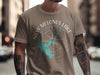 taupe t-shirt with New Melones Lake California compass design
