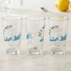 Three clear glasses with "Key West Florida" text and a compass rose map design.