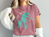 Pink t-shirt with turquoise outline of Lake Dillon and compass rose graphic.