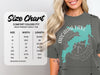 Comfort Colors 1717 heavyweight adult tee size chart with width and length measurements.