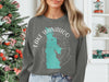 Gray sweatshirt featuring a turquoise outline of Nebraska with "Lake Wanahoo" and compass design.