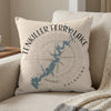 Tan pillow with Tenkiller Ferry Lake map and compass design, Oklahoma.