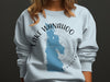 Light blue sweatshirt with Lake Wanahoo Nebraska map and compass design.