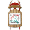 Sled ornament with "Merry Christmas from Lake Harding" and snowflake graphics.