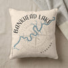 Bankhead Lake Alabama map design on a cream pillow with a compass rose.