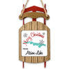 Christmas ornament shaped like a red sled with a sign from Atsion Lake.