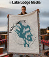 Tapestry blanket with Lake Tapps map and Washington text.