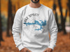 White sweatshirt with Lake Spivey Georgia map and compass design.