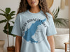 Light blue t-shirt with a compass and map graphic saying Ross Barnett Lake Mississippi.