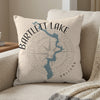Bartlett Lake Arizona map and compass design on a light-colored throw pillow.