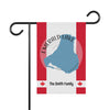 Garden flag with blue Emerald Lake outline, "Canada" text, and "The Smith Family" name.